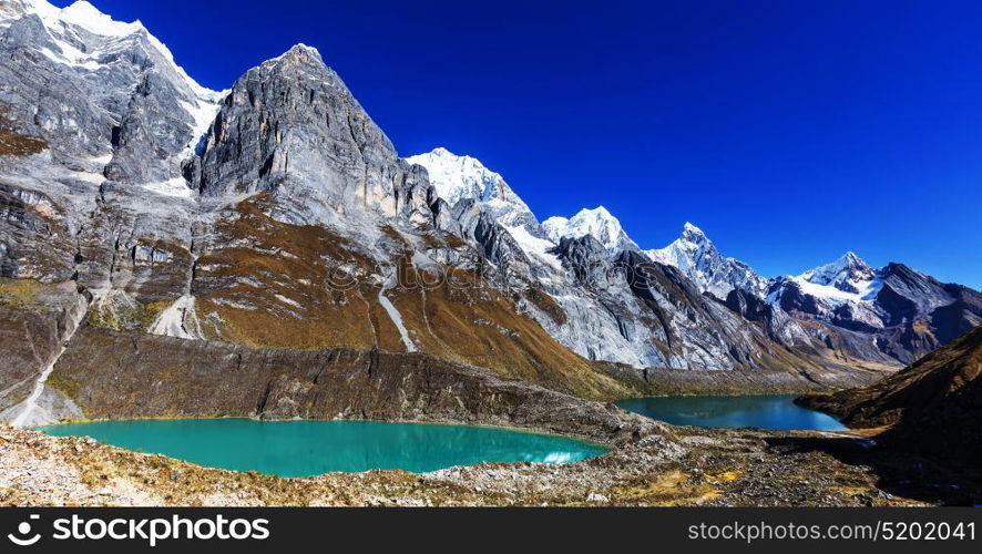 Beautiful mountains landscapes in Cordillera Huayhuash, Peru, South America