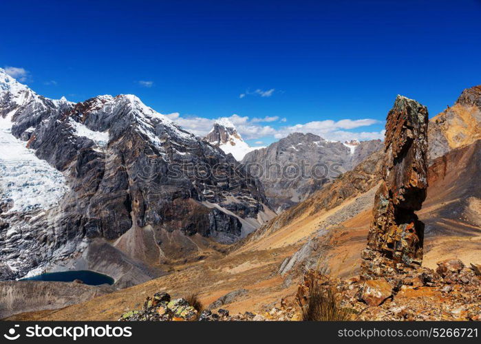 Beautiful mountains landscapes in Cordillera Huayhuash, Peru, South America