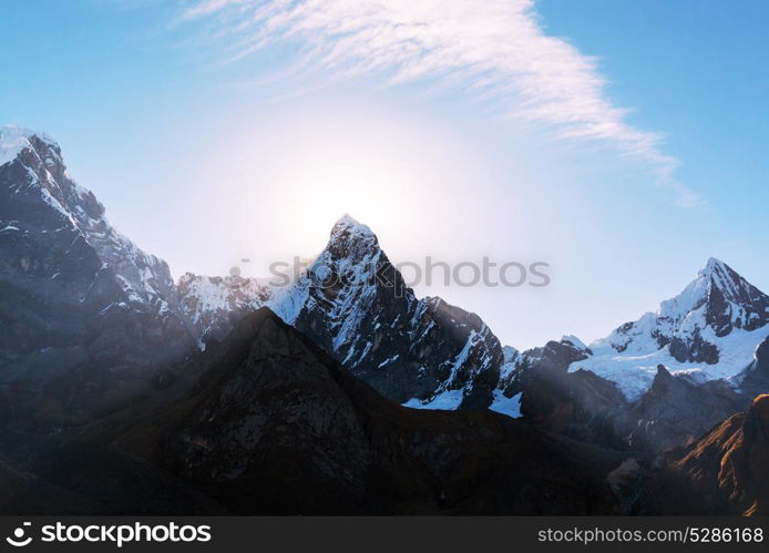 Beautiful mountains landscapes in Cordillera Huayhuash, Peru, South America