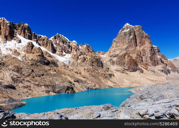 Beautiful mountains landscapes in Cordillera Huayhuash, Peru, South America