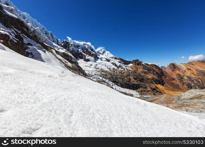 Beautiful mountains landscapes in Cordillera Huayhuash, Peru, South America