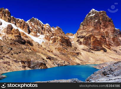 Beautiful mountains landscapes in Cordillera Huayhuash, Peru, South America