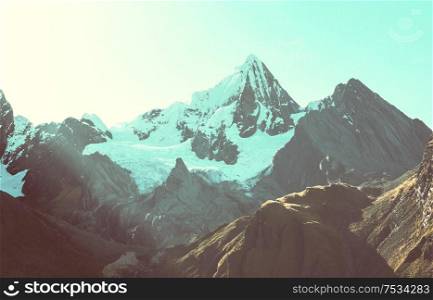 Beautiful mountains landscapes in Cordillera Huayhuash, Peru, South America