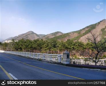 Beautiful mountains road to Seoroksan National Park. South Korea near Sokcho city