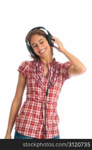 Beautiful Multi-ethnic Young Woman Listening To Music