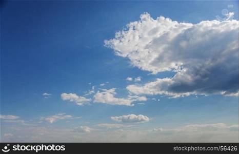 Beautiful natural background: blue sky with white clouds. Blue sky with white clouds