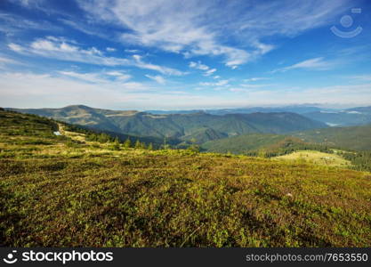 Beautiful natural landscapes in Carpathian mountains