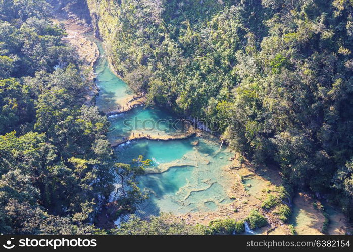 Beautiful natural pools in Semuc Champey, Lanquin, Guatemala, Central America