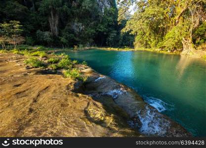 Beautiful natural pools in Semuc Champey, Lanquin, Guatemala, Central America