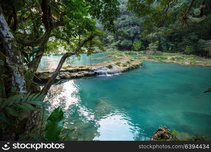 Beautiful natural pools in Semuc Champey, Lanquin, Guatemala, Central America