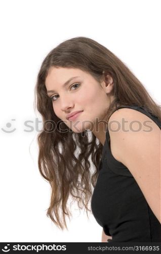Beautiful natural teenager on white background