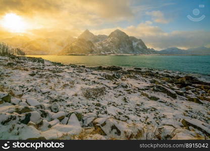 Beautiful nature lanscape of Lofoten in Norway in winter