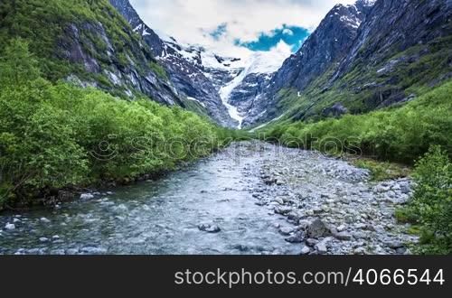 Beautiful Nature Norway natural landscape. Glacier Kjenndalsbreen
