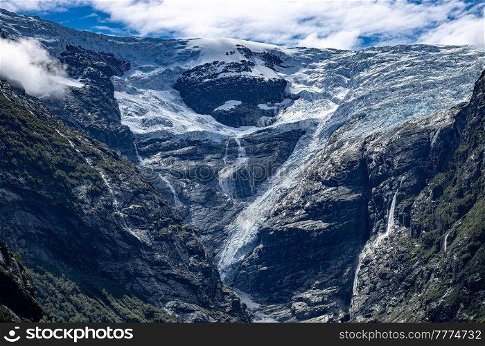 Beautiful Nature Norway natural landscape. Glacier Kjenndalsbreen.