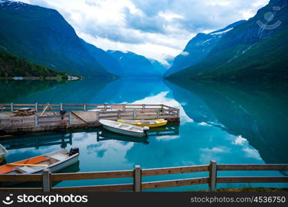 Beautiful Nature Norway natural landscape. lovatnet lake.