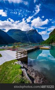 Beautiful Nature Norway natural landscape. lovatnet lake.