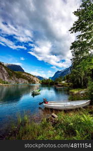 Beautiful Nature Norway natural landscape. lovatnet lake.