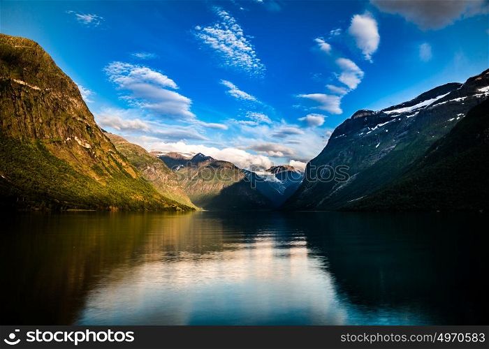 Beautiful Nature Norway natural landscape. lovatnet lake.