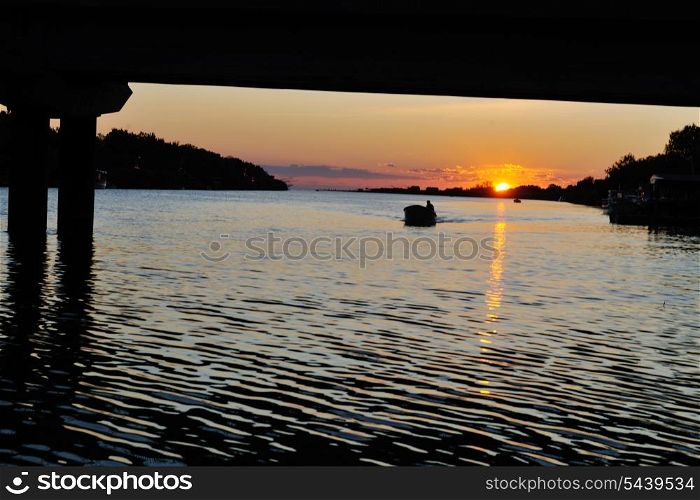 beautiful nature scenic sunset at river