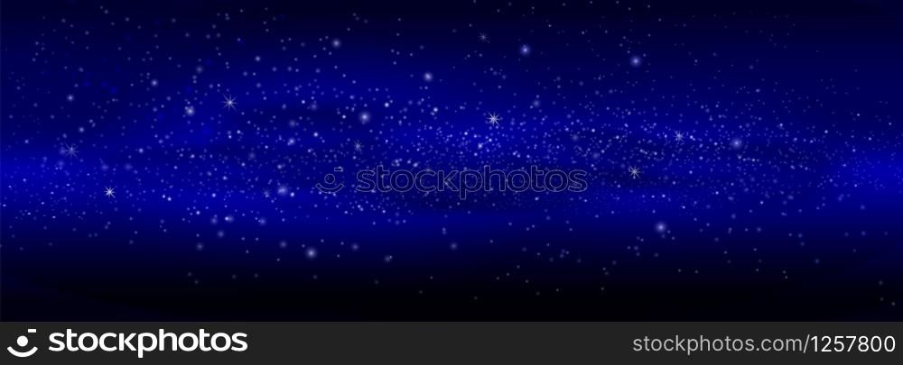Beautiful night galaxy with planet and stars. Colorful sky background. Vector illustration