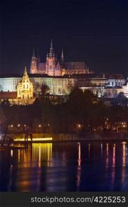 beautiful night view of Prague Castle