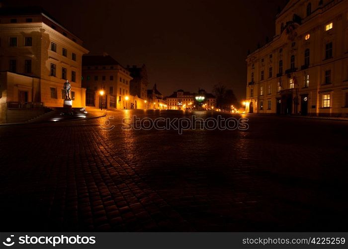 beautiful night view of the street in Prague