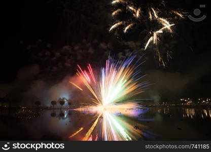 Beautiful of firework festival from Sukhothai history park