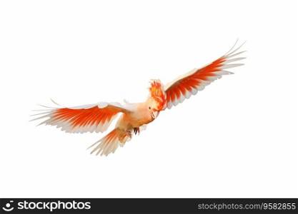 Beautiful of Major Mitchell s Cockatoo flying isolated on white background.