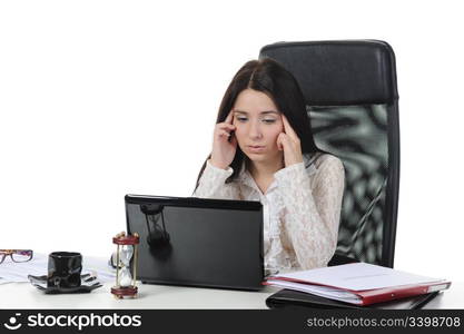 Beautiful office worker. Isolated on white background