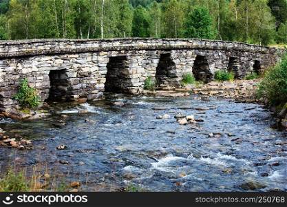 beautiful old bridge over the river, Norway