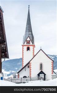 Beautiful old Christian church at highland Austrian town