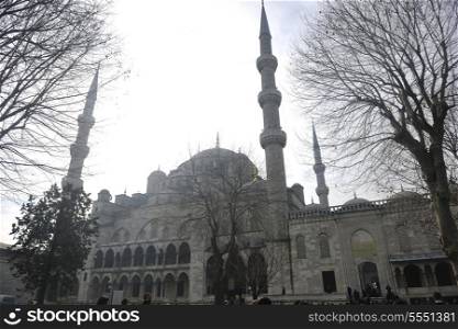 beautiful old mosque at istambul on sunset