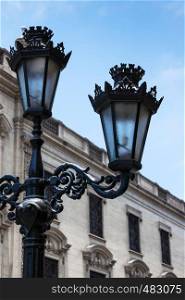 beautiful old street lamp in city