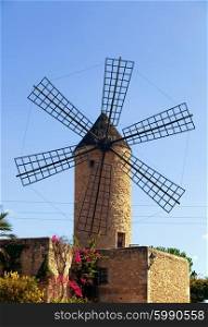beautiful old windmill Majorca island, Spain