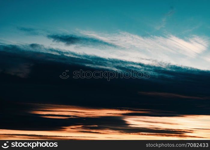 Beautiful Orange And Blue Summer Sunset Sky