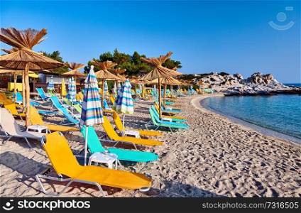 Beautiful Orange beach in Sithonia, Greece