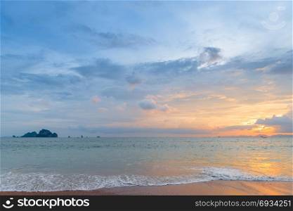 beautiful orange sunset in the lower right corner of the frame, Thailand&rsquo;s sea landscape
