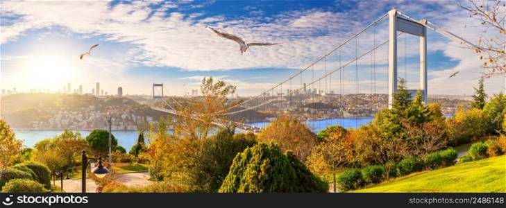 Beautiful panorama of Istanbul and the Second Bosphorus Bridge, Turkey.. Beautiful panorama of Istanbul and the Second Bosphorus Bridge, Turkey