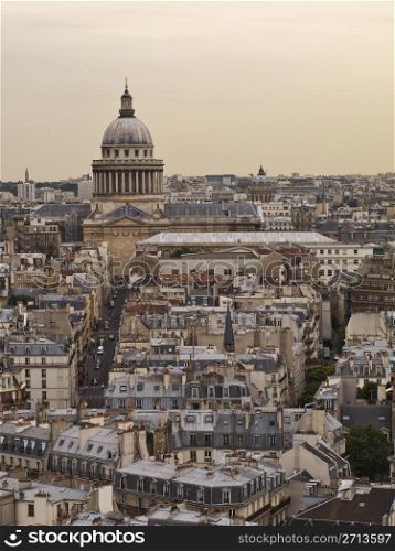 Beautiful panoramic of the Pantheon from Notre Dame Cathedral