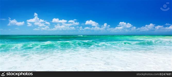 Beautiful panoramic sea view, peaceful ocean with clean water and blue sky