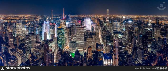 Beautiful panoramic shot of New York City at night. Beautiful panoramic shot of New York City