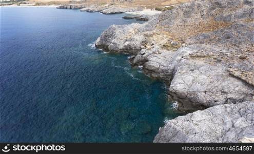 Beautiful panoramic view of cliffs at seashore