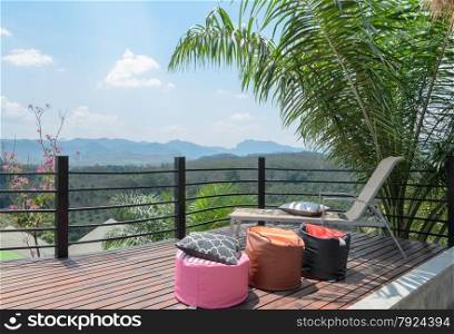 Beautiful patio relax with a wonderful mountain view. Southern Thailand