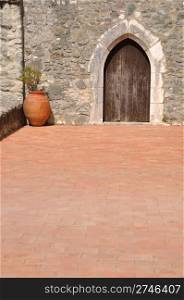 beautiful patio/terrace detail in Leiria Castle, Portugal