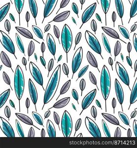 Beautiful pattern of leaves or feathers for textile design, as well as cards and gift wrappers. Design for clothing and Wallpaper. Colorful leaf pattern isolated on white background. Seamless feather pattern.