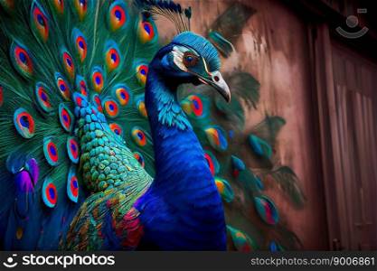  Beautiful peacock. Generative AI 
