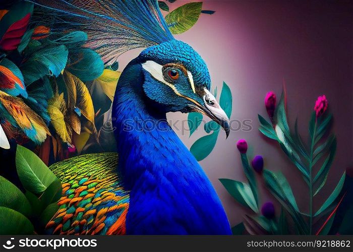  Beautiful peacock. Generative AI
