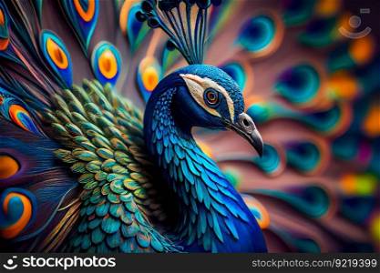  Beautiful peacock. Generative AI 