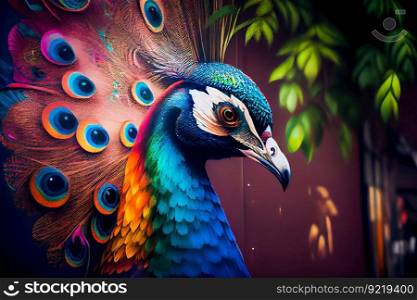  Beautiful peacock. Generative AI
