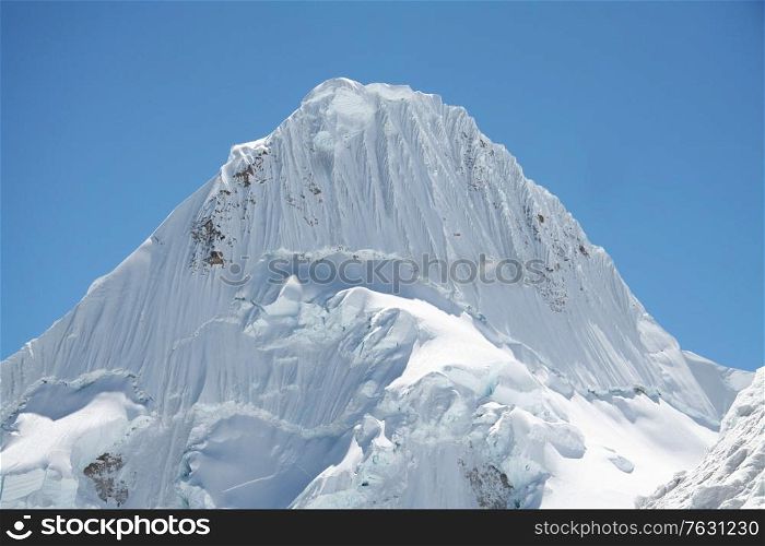 Beautiful peak Alpamayo in the Cordillera mountains, Peru, South America